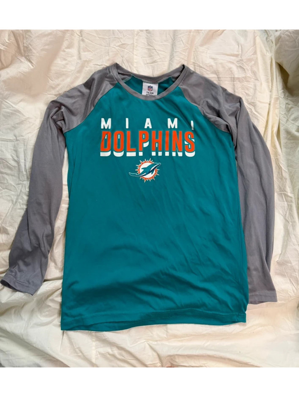 Miami Dolphins NFL Long Sleeve Shirt Youth XL 14-16 Aqua Gameday